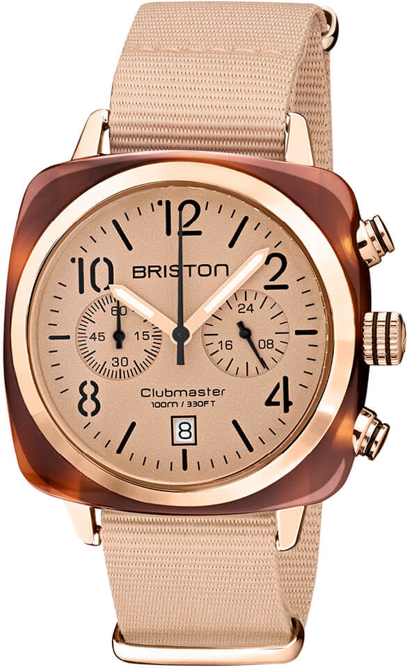 Briston Watch Clubmaster Classic Chronograph Terracotta Nude - Cream