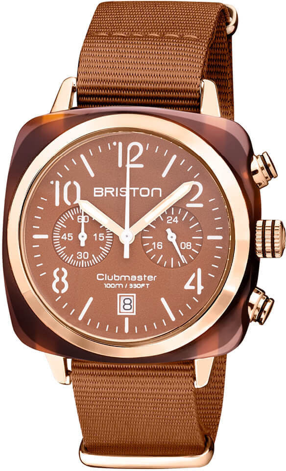 Briston Watch Clubmaster Classic Chronograph Terracotta Caramel - Brown