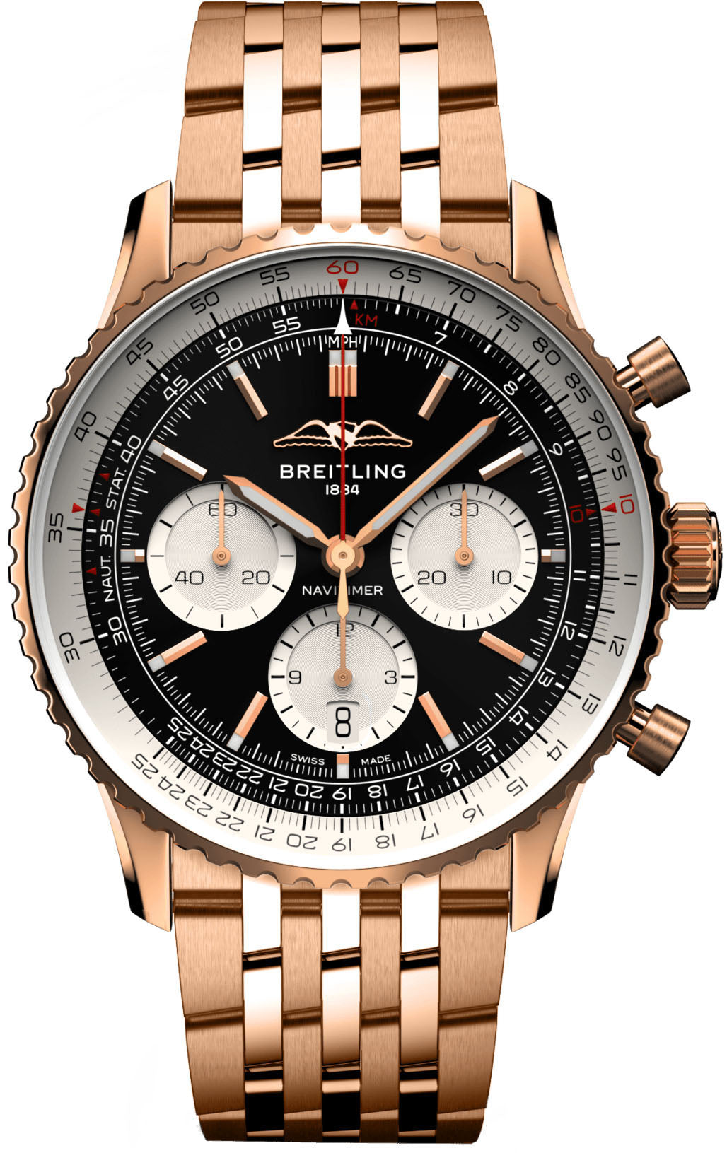 Breitling Watch Navitimer B01 Chronograph 43 Black 18k Red Gold