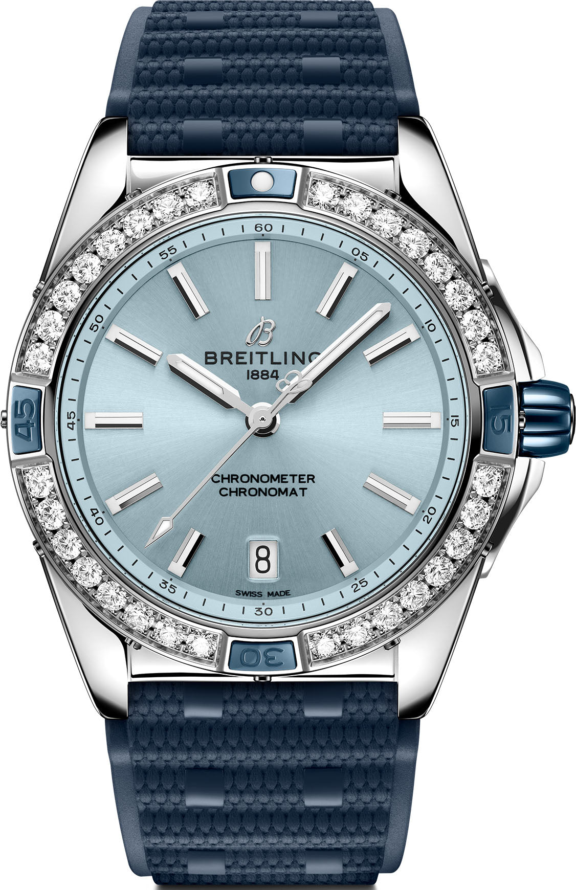 Breitling Watch Super Chronomat Automatic 38 Iced Blue Rubber