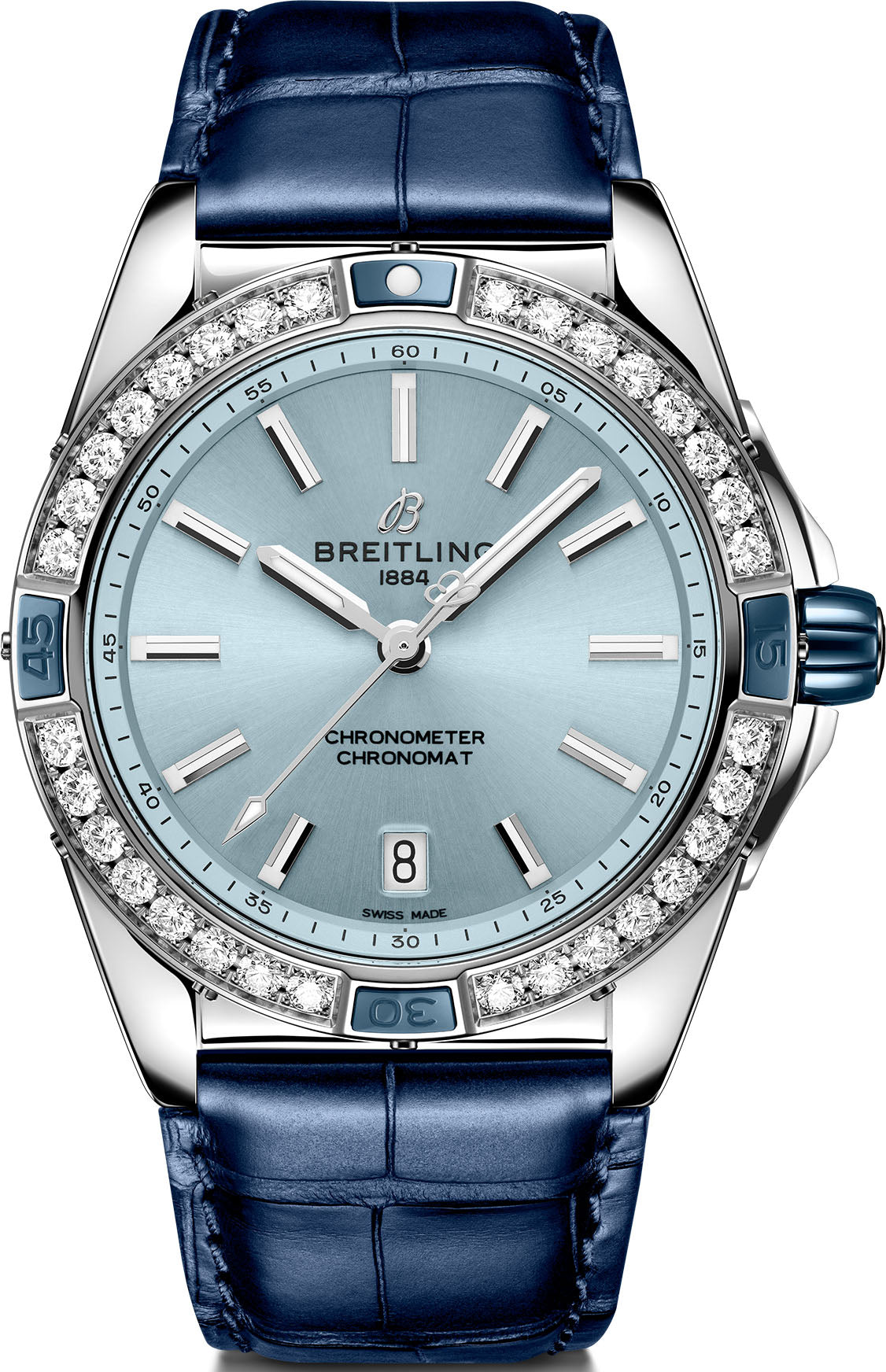 Breitling Watch Super Chronomat Automatic 38 Iced Blue Aligator