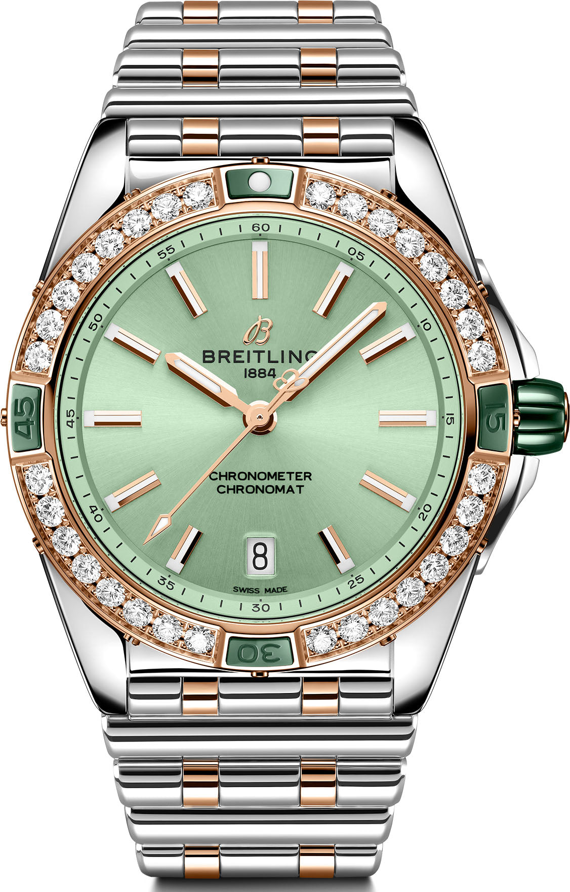 Breitling Watch Super Chronomat Automatic 38 Mint Green Bracelet