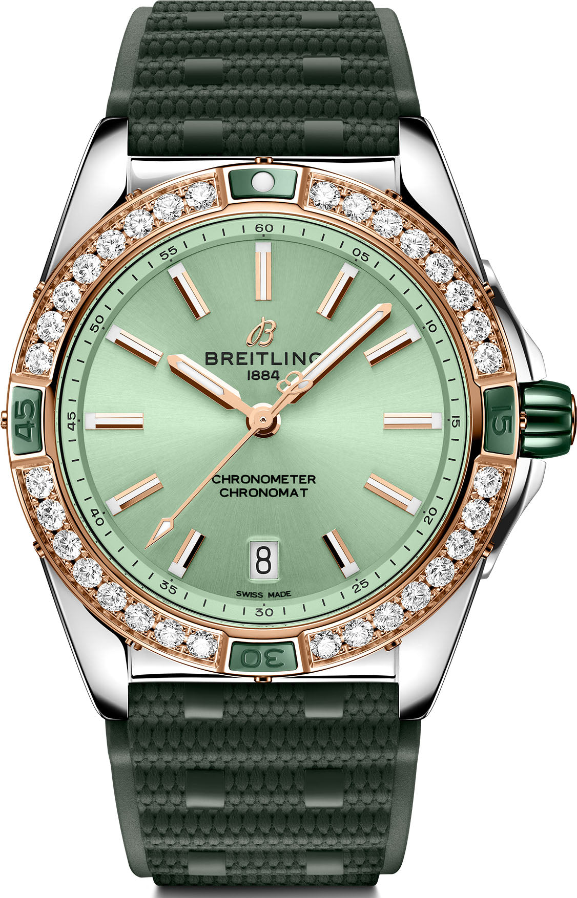 Breitling Watch Super Chronomat Automatic 38 Mint Green Rubber