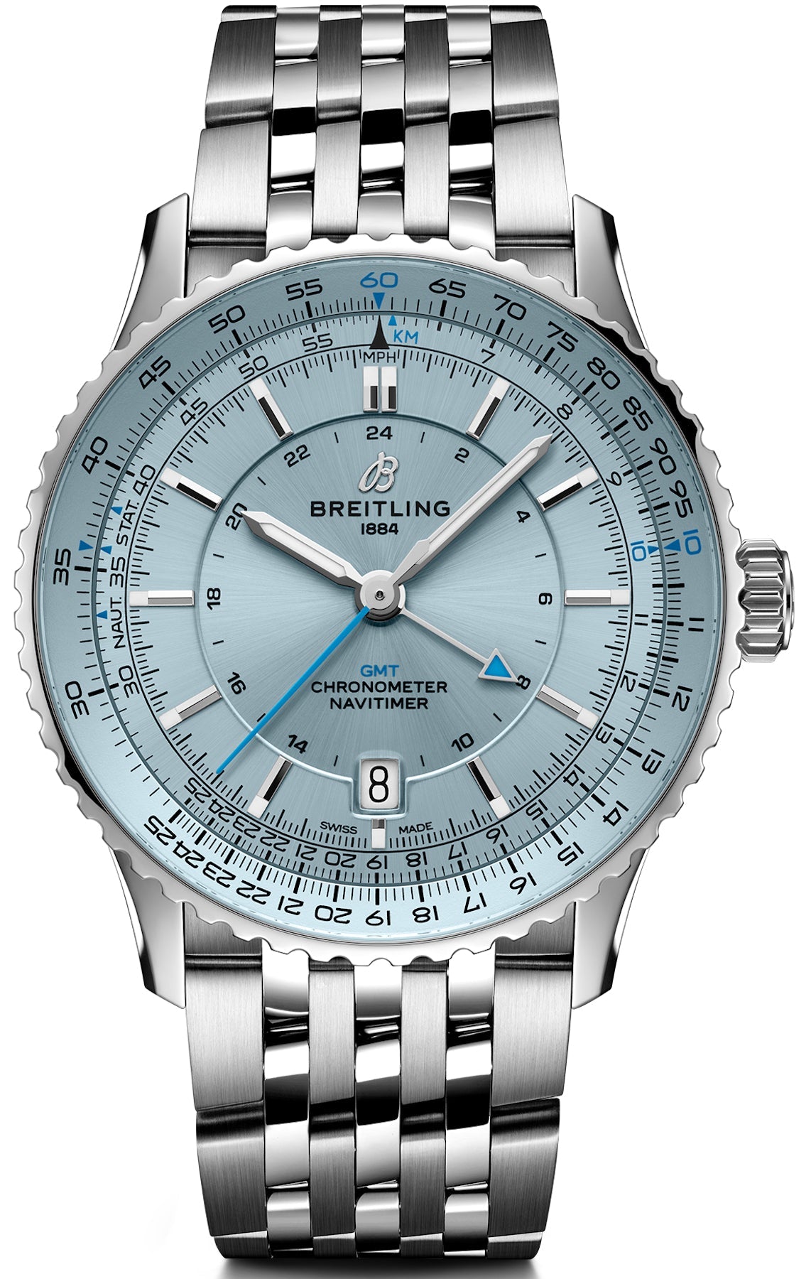 Breitling Watch Navitimer Automatic GMT 41 Light Blue Bracelet