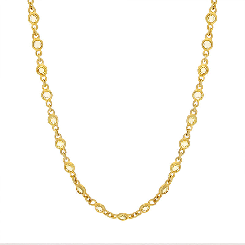Cameo Italy Sterling Silver Yellow Gold Plated Cubic Zirconia 45cm Chain Necklace D