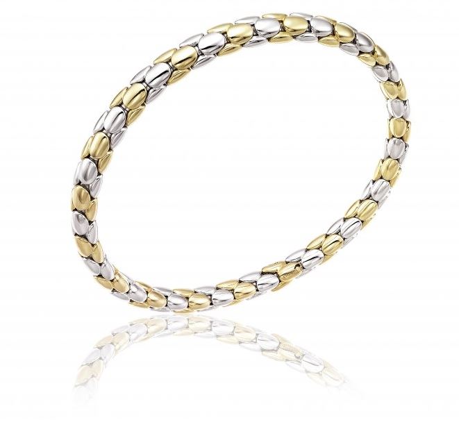 Chimento Stretch Spring 18ct White and Yellow Gold Wide Bracelet - M