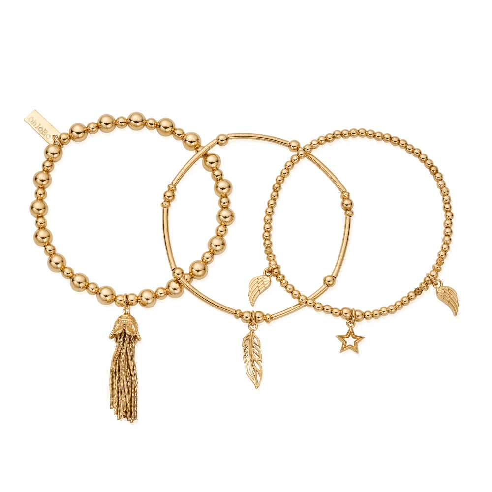 Chlobo Boho Luxe Gold Plated Guidance Set of 3 Bracelets