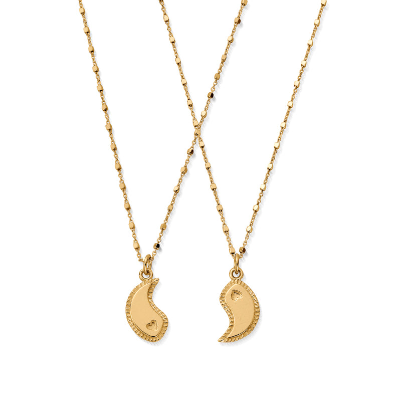 ChloBo Gold Plated Sterling Silver Double Heart Small Hoop Necklace - Gold