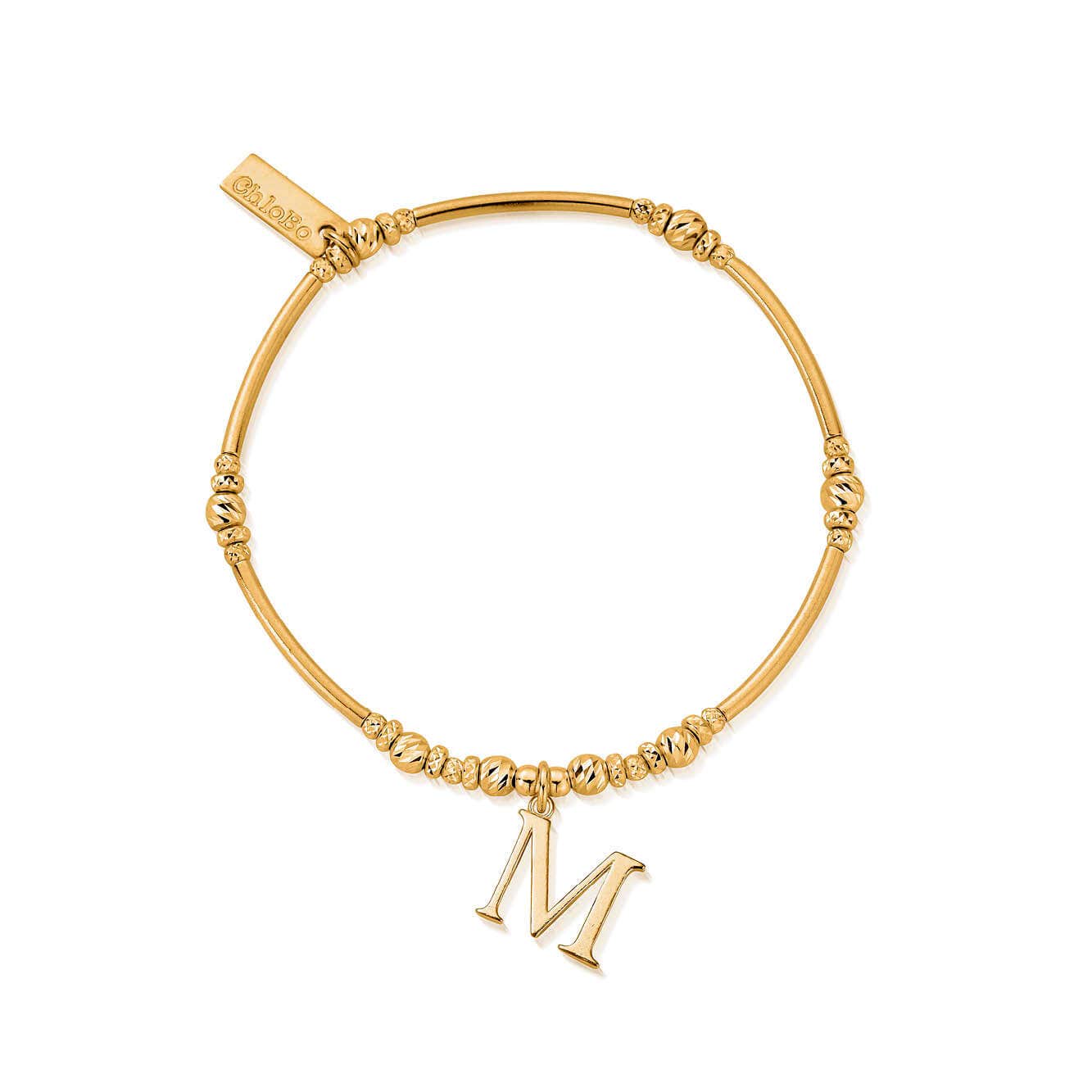 ChloBo Sterling Silver Gold Plated Initial Bracelet M - Gold