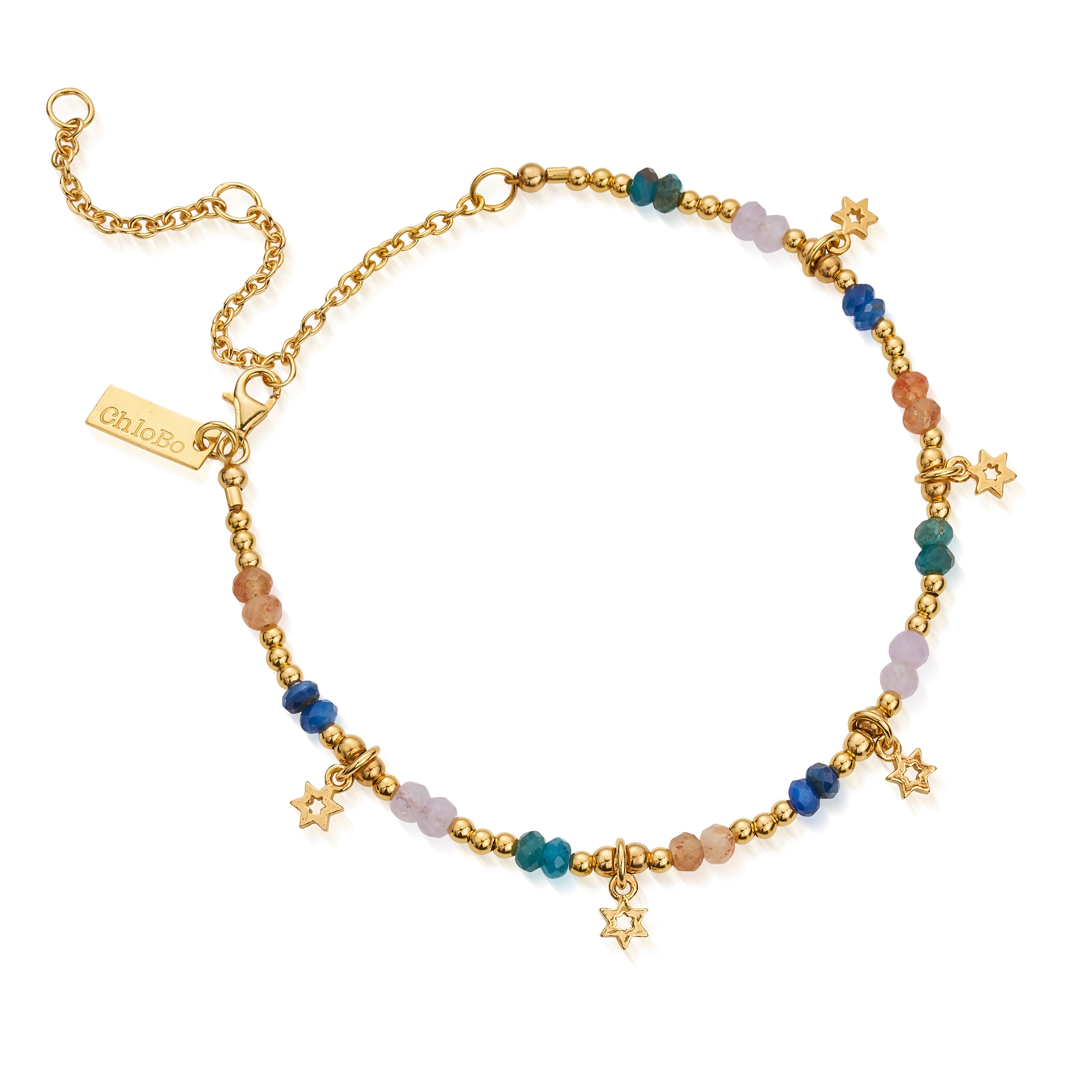ChloBo Gold Plated Sterling Silver Nightfall Wishes Anklet