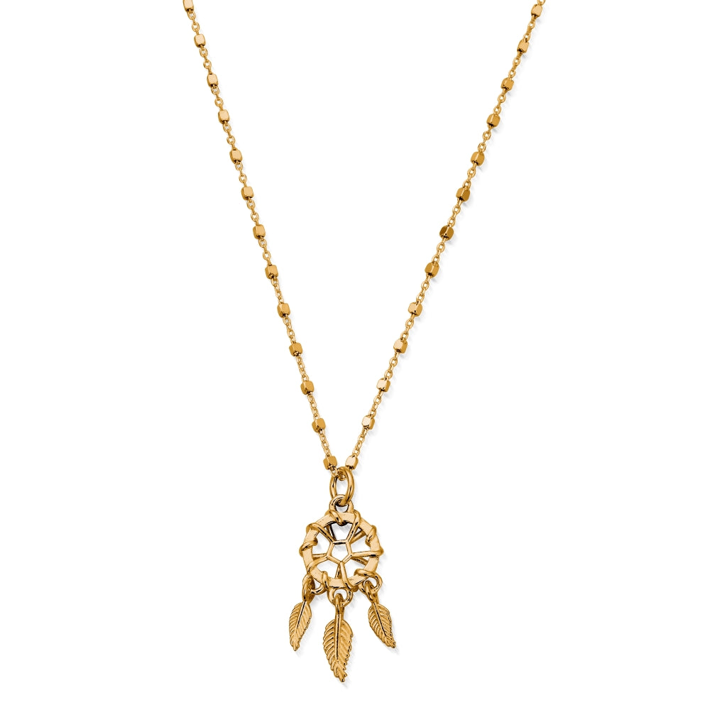 Chlobo Iconics Gold Plated Delicate Cube Dream Catcher Necklace