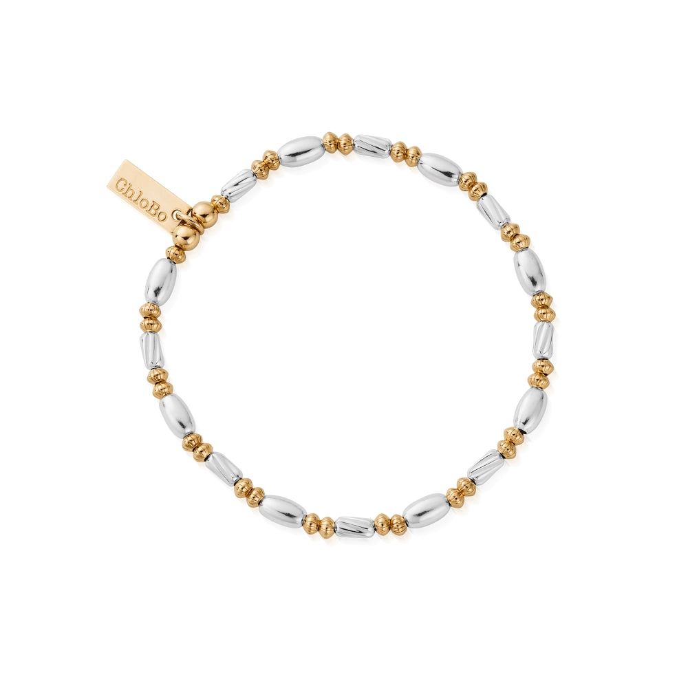 Chlobo Mixed Metal Gold Plated and Silver Twisted Oval Bracelet