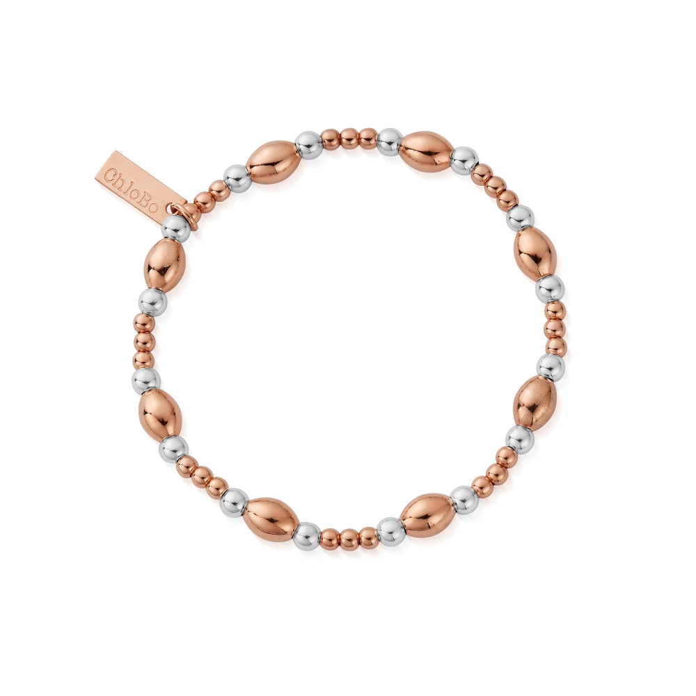 Chlobo Mixed Metal Rose Gold Plated and Silver Cute Oval Bracelet