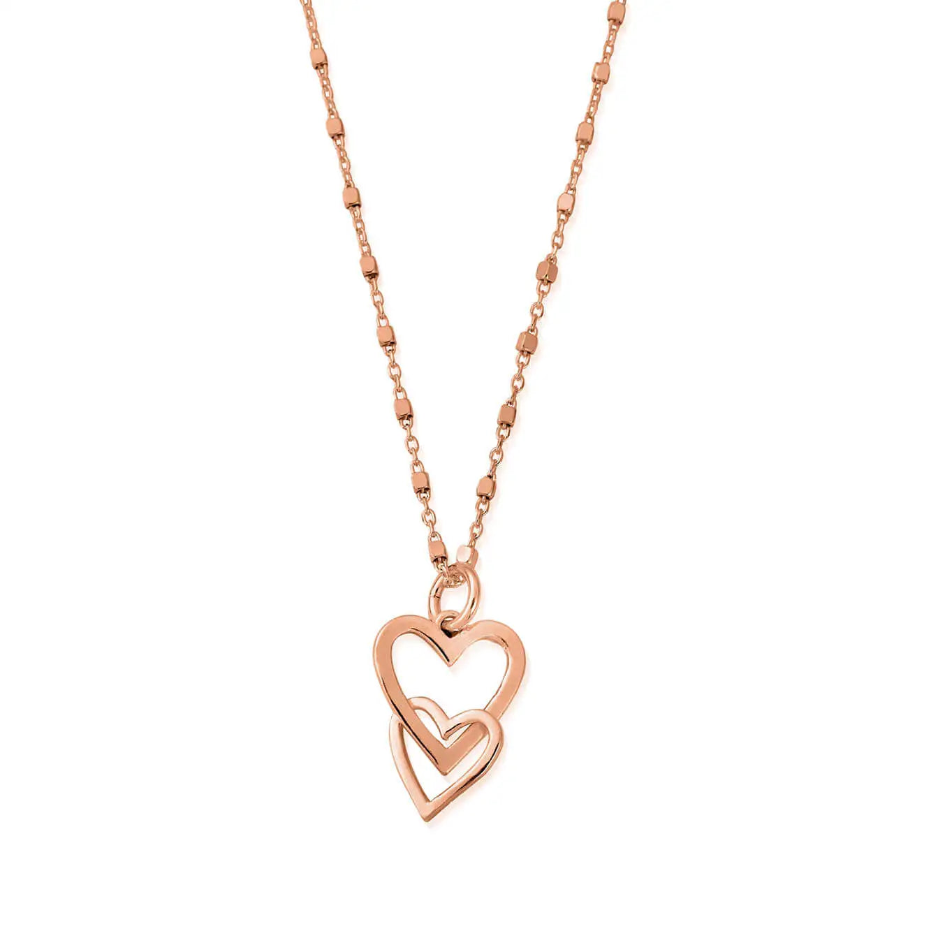 ChloBo Rose Gold Plated Sterling Silver Interlocking Love Heart Necklace - Sterling Silver