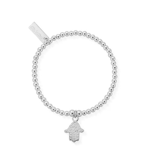 ChloBo Sterling Silver Children's Cute Charm Hamsa Hand Bracelet - Sterling Silver