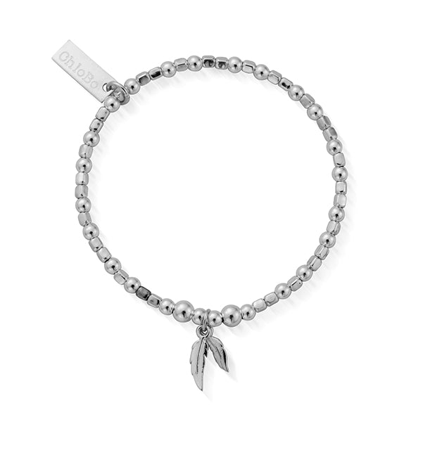 ChloBo Sterling Silver Children's Mini Cube Double Feather Bracelet - Silver