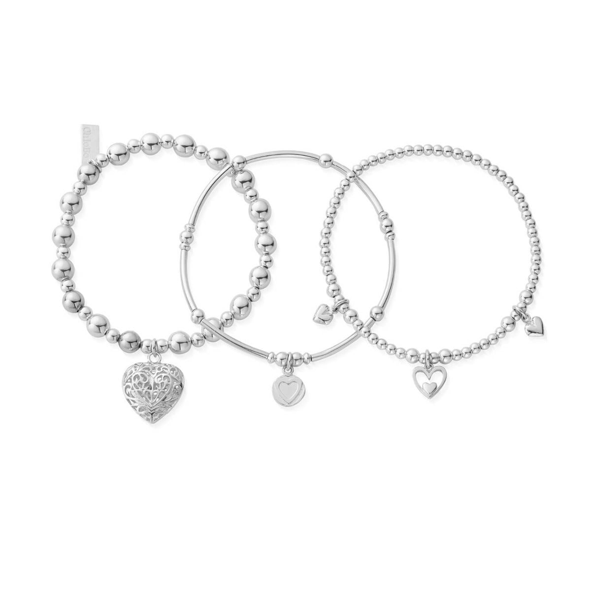 ChloBo Sterling Silver Compassion Stack Of 3 Bracelets - Sterling Silver