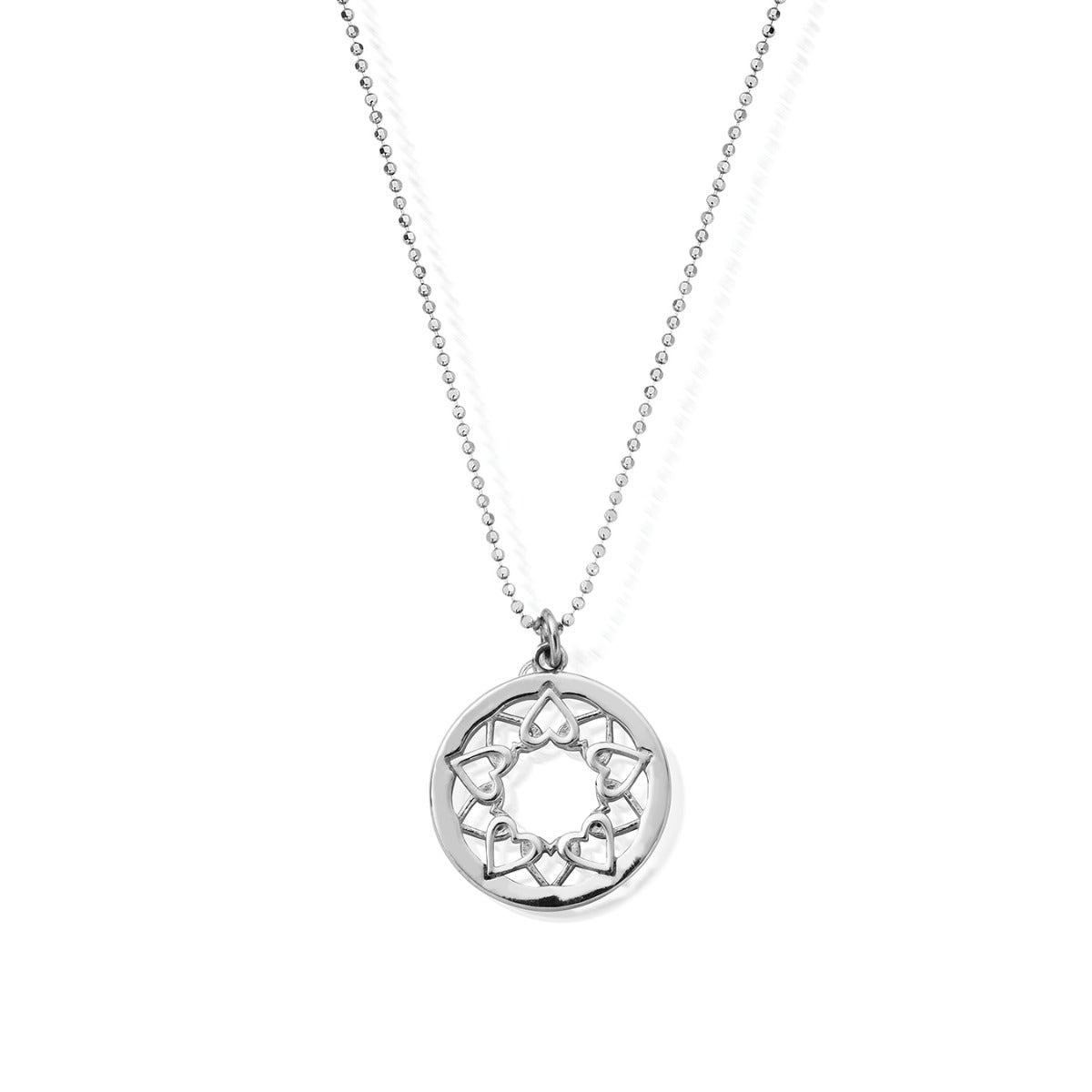 ChloBo Sterling Silver Diamond Cut Chain With Heart Mandala Pendant - Sterling Silver