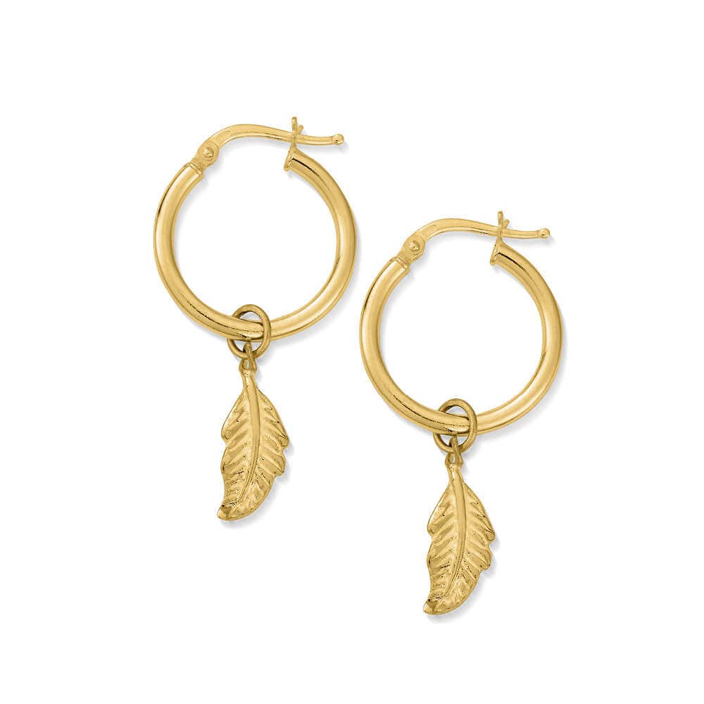 ChloBo Sterling Silver Gold Plated Didi Feather Hoop Earrings - Sterling Silver