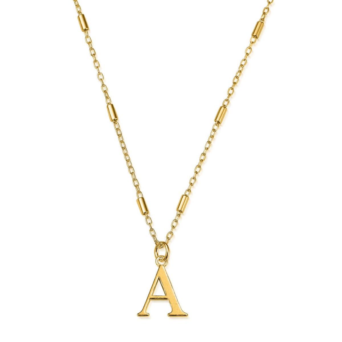 ChloBo Sterling Silver Gold Plated Initial Necklace A - Gold