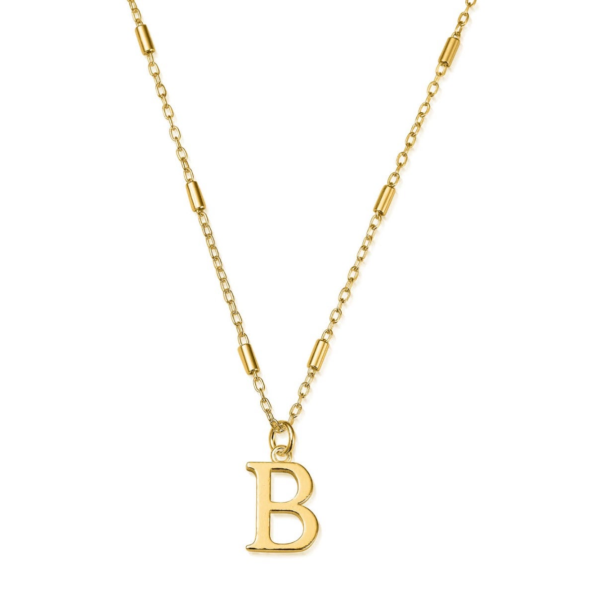 ChloBo Sterling Silver Gold Plated Initial Necklace B - Gold