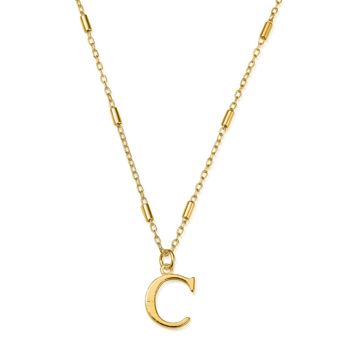 ChloBo Sterling Silver Gold Plated Initial Necklace C - Gold
