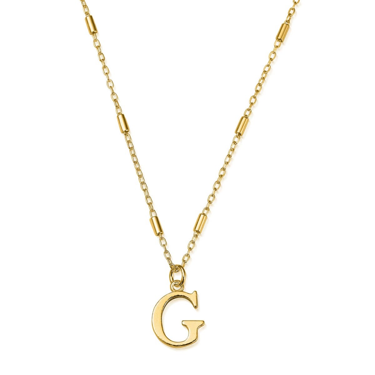 ChloBo Sterling Silver Gold Plated Initial Necklace G - Gold
