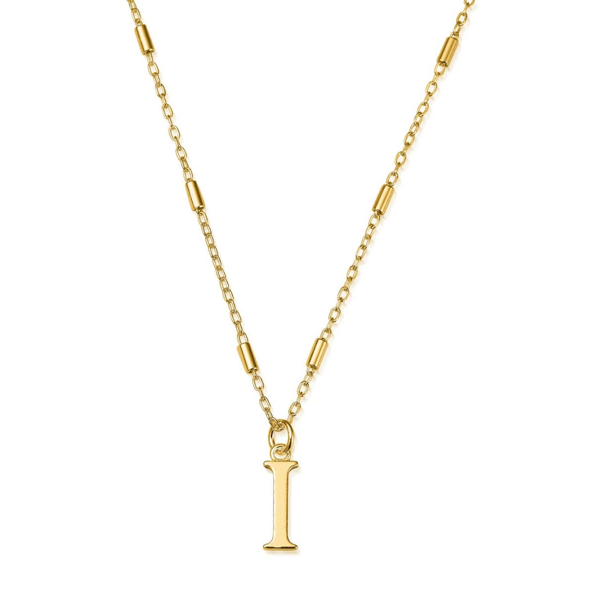 ChloBo Sterling Silver Gold Plated Initial Necklace I - Gold