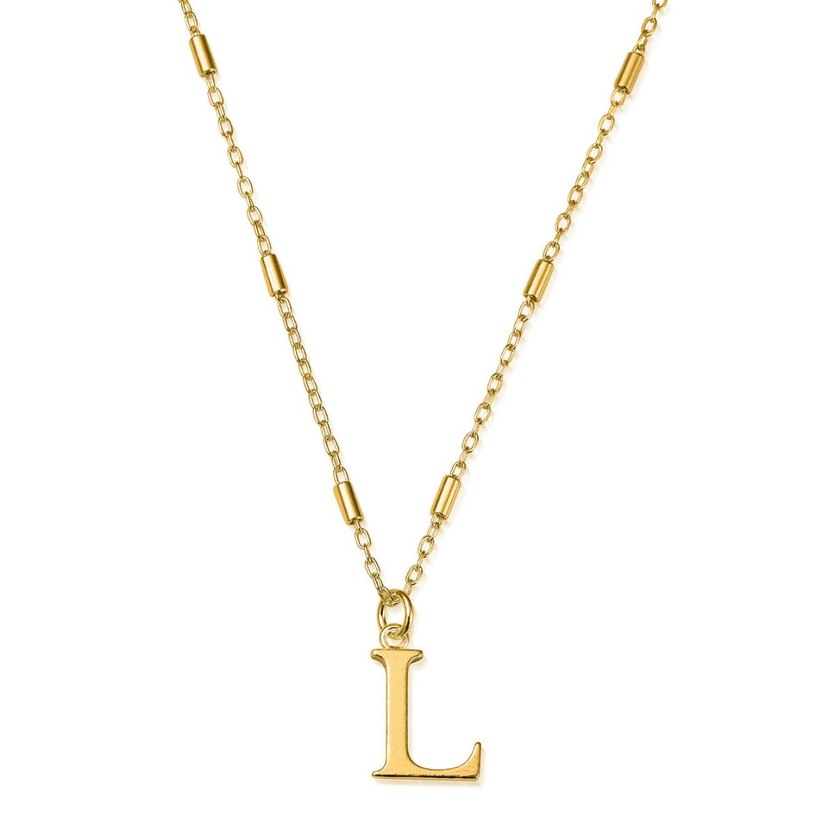 ChloBo Sterling Silver Gold Plated Initial Necklace L - Gold