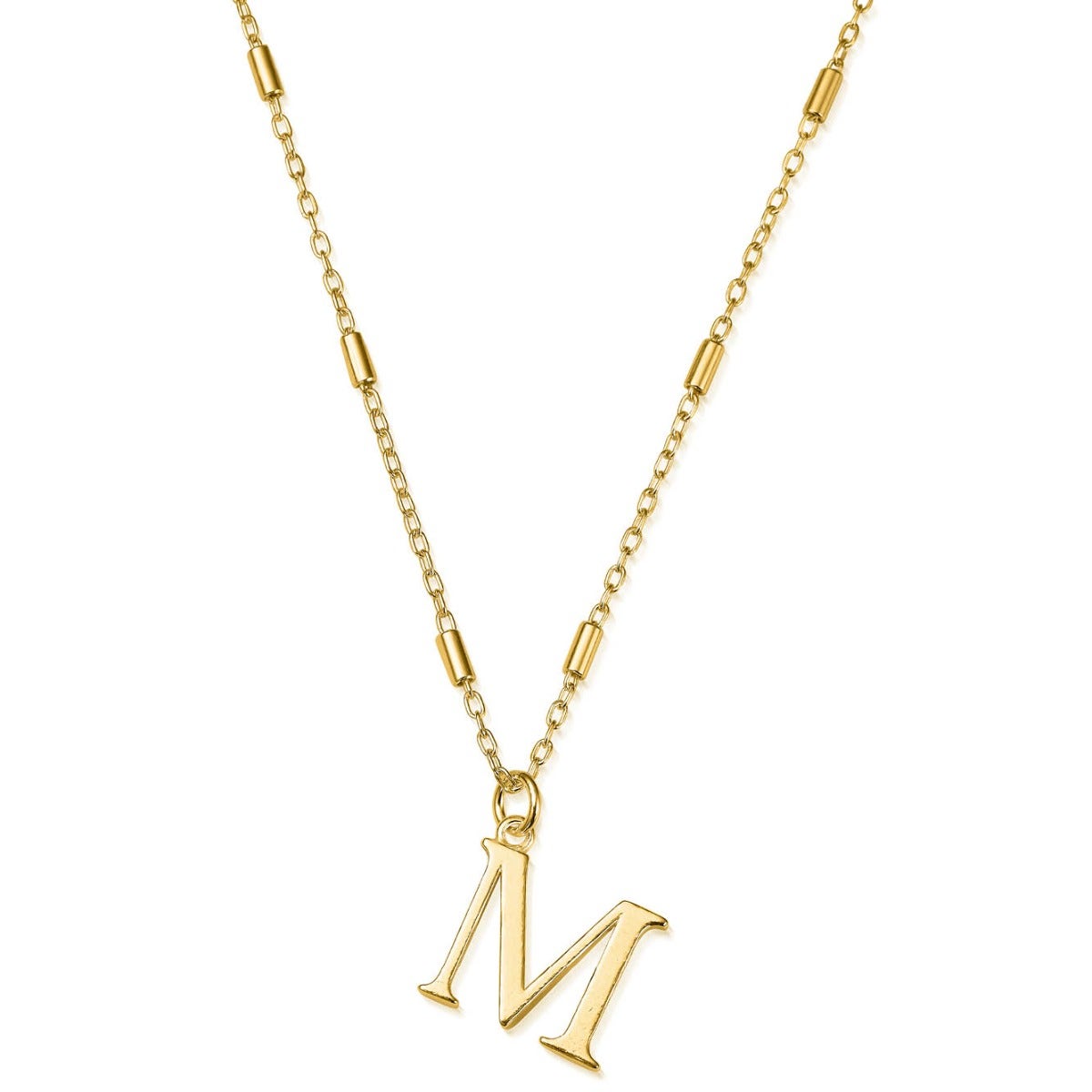 ChloBo Sterling Silver Gold Plated Initial Necklace M - Gold