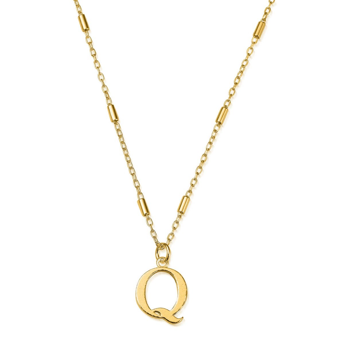 ChloBo Sterling Silver Gold Plated Initial Necklace Q - Gold