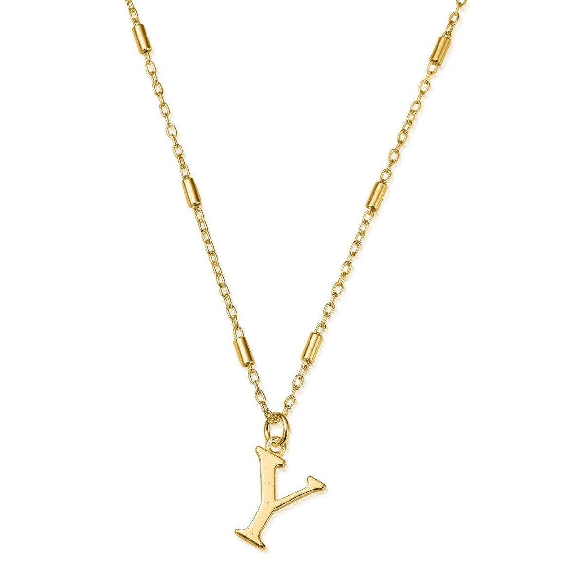 ChloBo Sterling Silver Gold Plated Initial Necklace Y - Gold