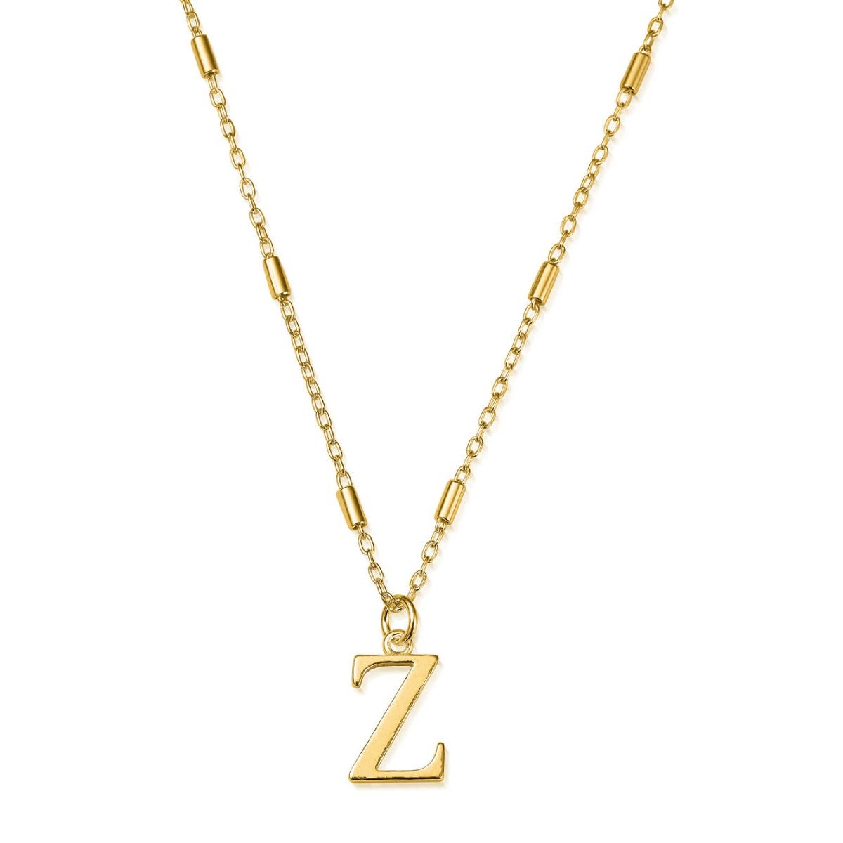 ChloBo Sterling Silver Gold Plated Initial Necklace Z - Gold