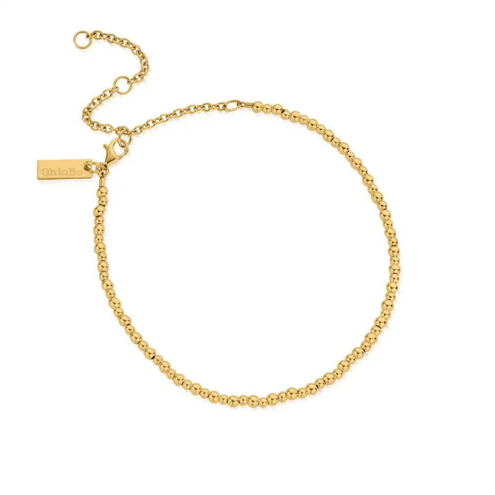 ChloBo Sterling Silver Gold Plated Mini Cute Anklet - Sterling Silver