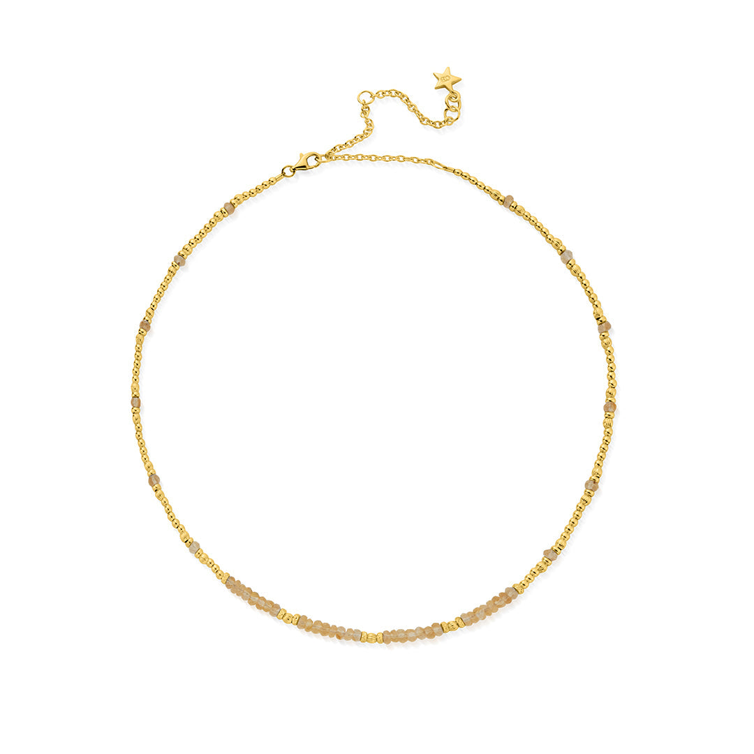 ChloBo Sterling Silver Gold Plated Soulful Rays Citrine Choker Necklace - Yellow Gold PVD