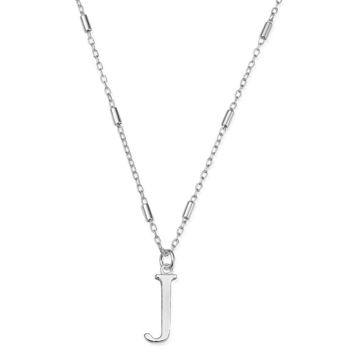 ChloBo Sterling Silver Initial Necklace J - Silver