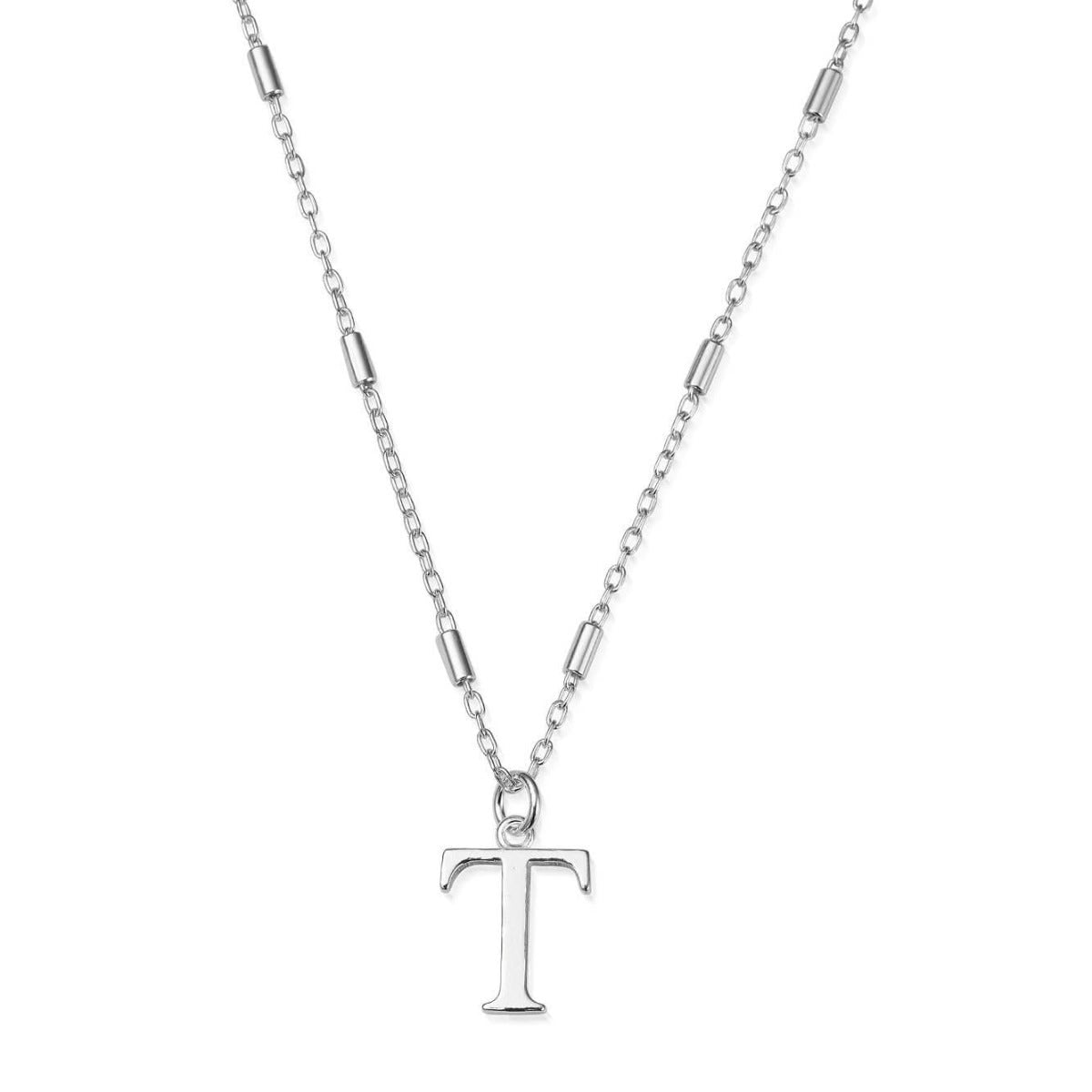 ChloBo Sterling Silver Initial Necklace T - Silver