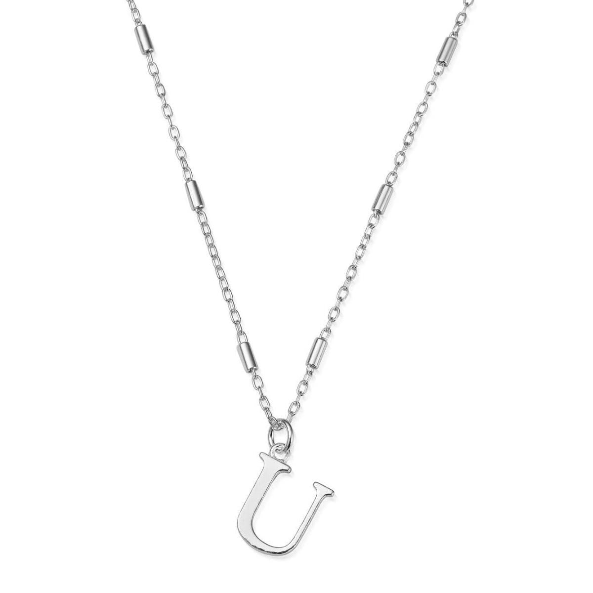 ChloBo Sterling Silver Initial Necklace U - Silver