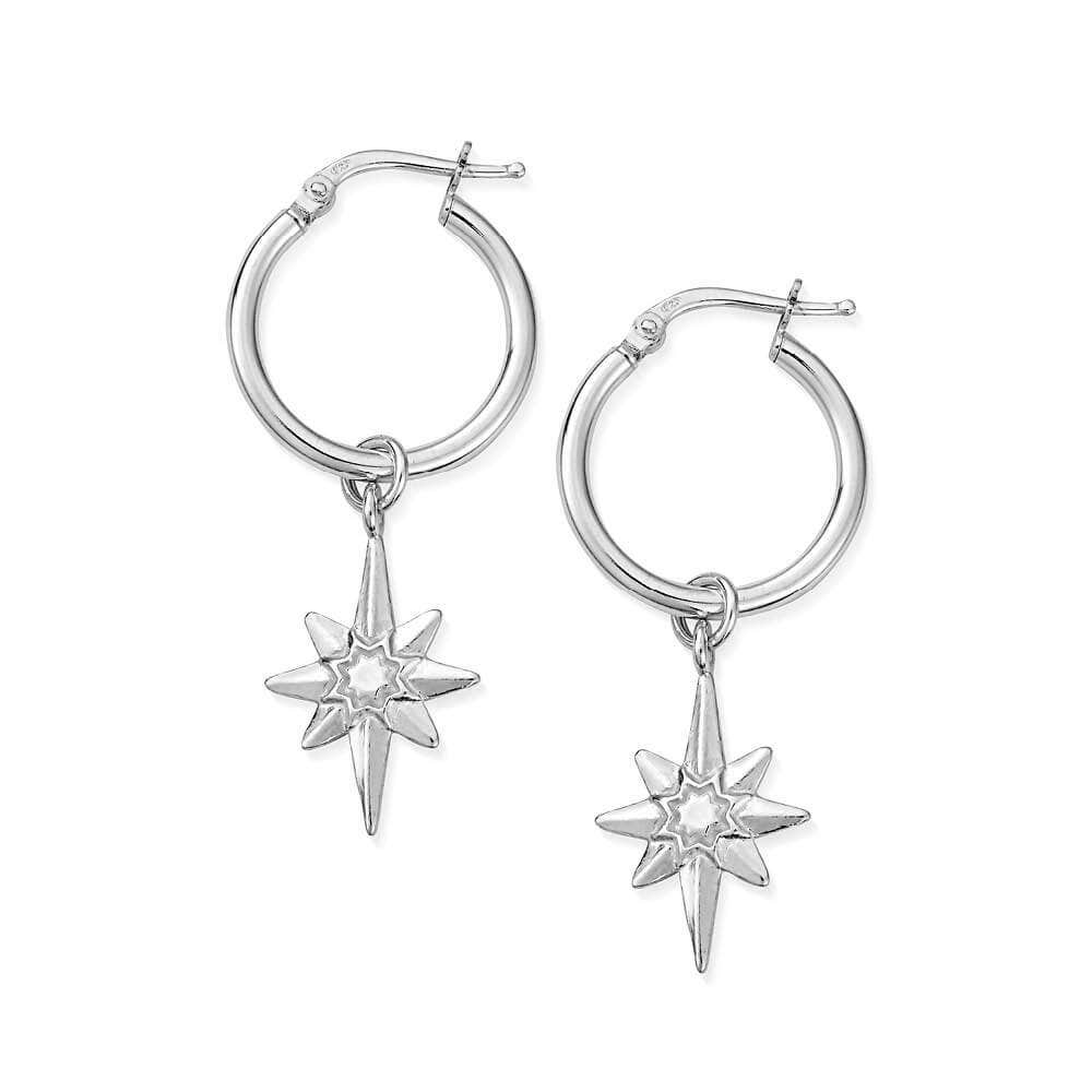 ChloBo Sterling Silver Lucky Star Hoop Earrings - Sterling Silver