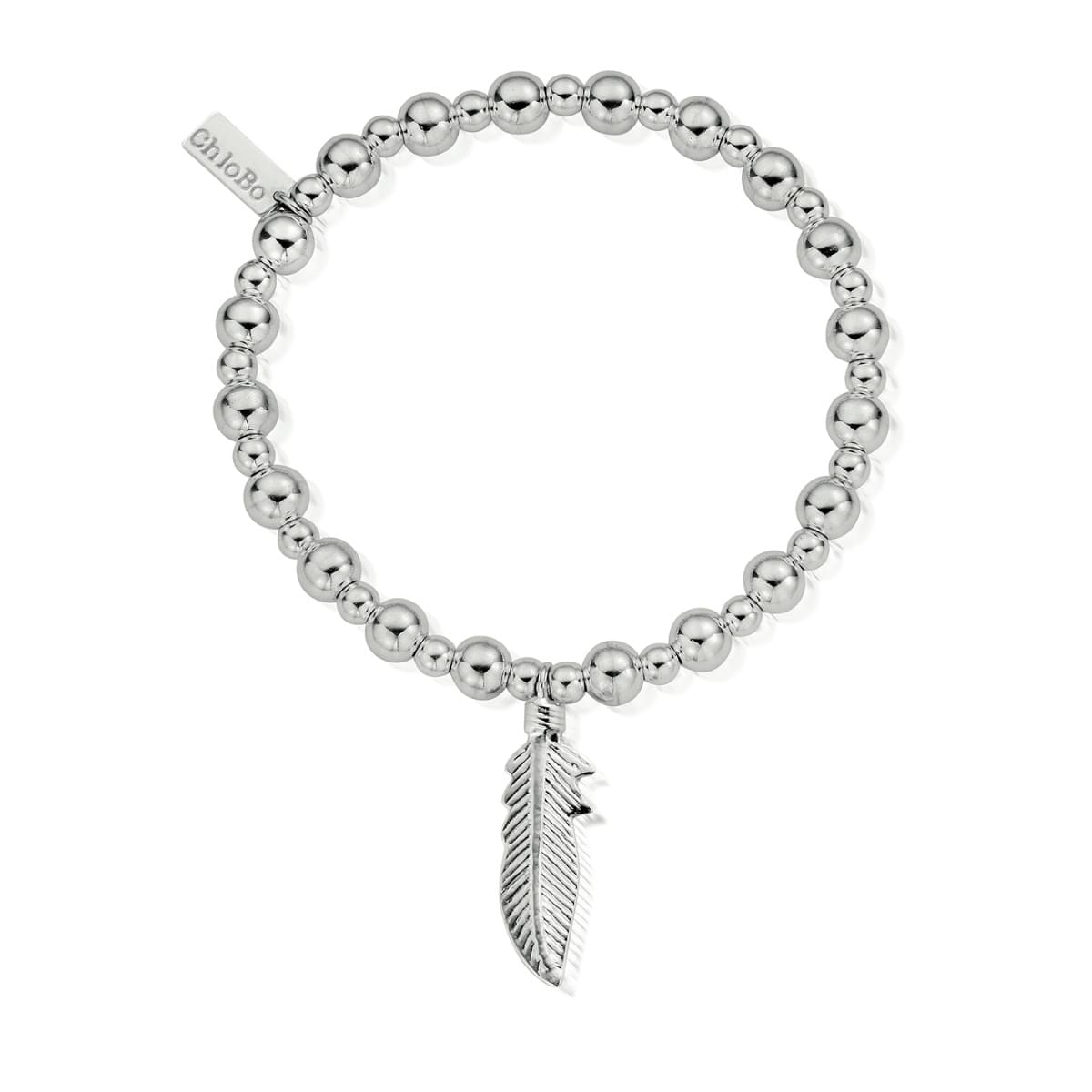 ChloBo Sterling Silver Mini Small Ball Feather Bracelet - Sterling Silver