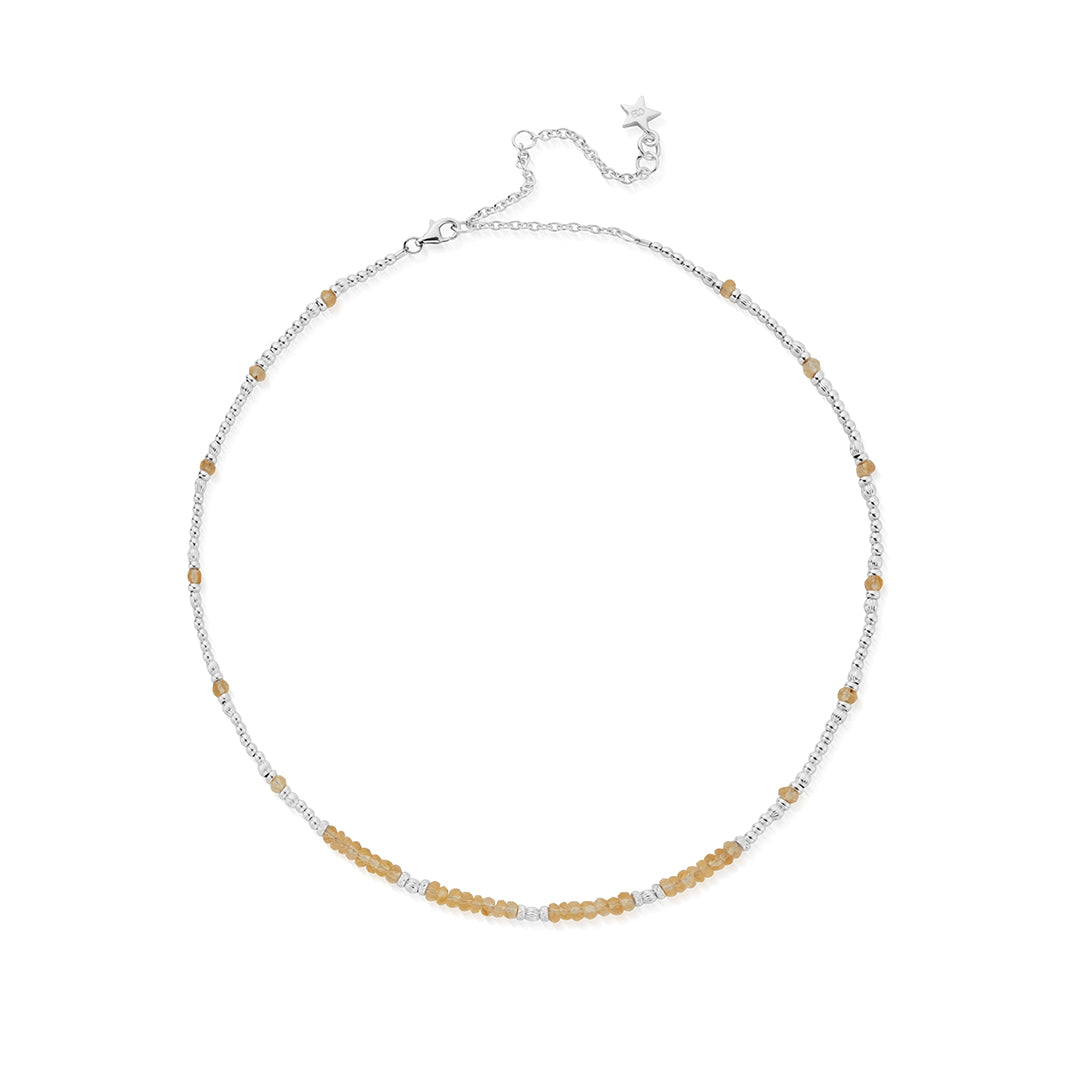 ChloBo Sterling Silver Soulful Rays Citrine Choker Necklace - Sterling Silver
