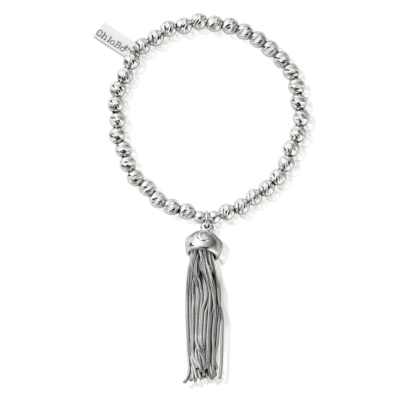 ChloBo Sterling Silver Sparkle Ball Tassel Bracelet - Silver