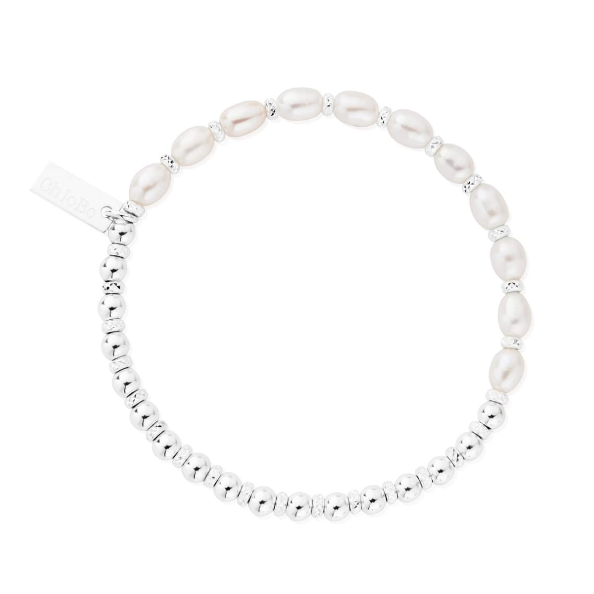 ChloBo Sterling Silver Story Of Love Pearl Bracelet - Silver