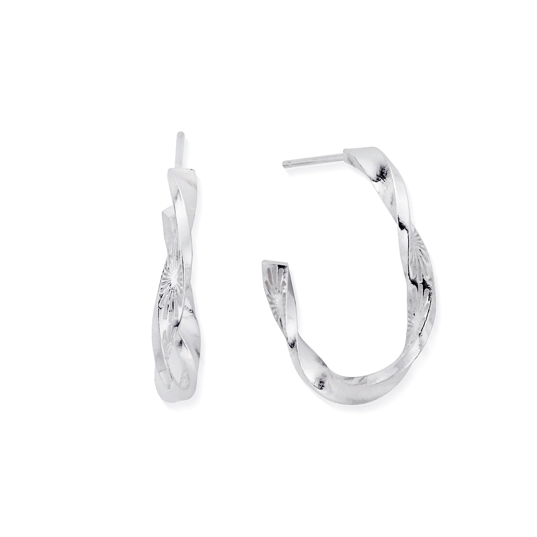 ChloBo Sterling Silver Sun Twisted Hoop Earrings - Sterling Silver