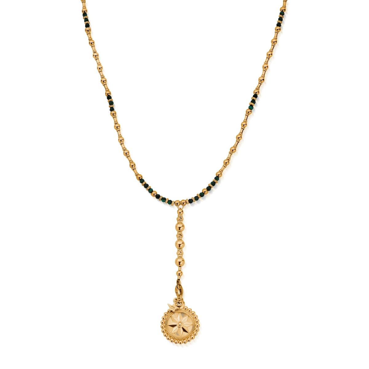 ChloBo Wandering Free Gold Plated Sterling Silver Free Spirit Malachite Lariat Necklace - Gold