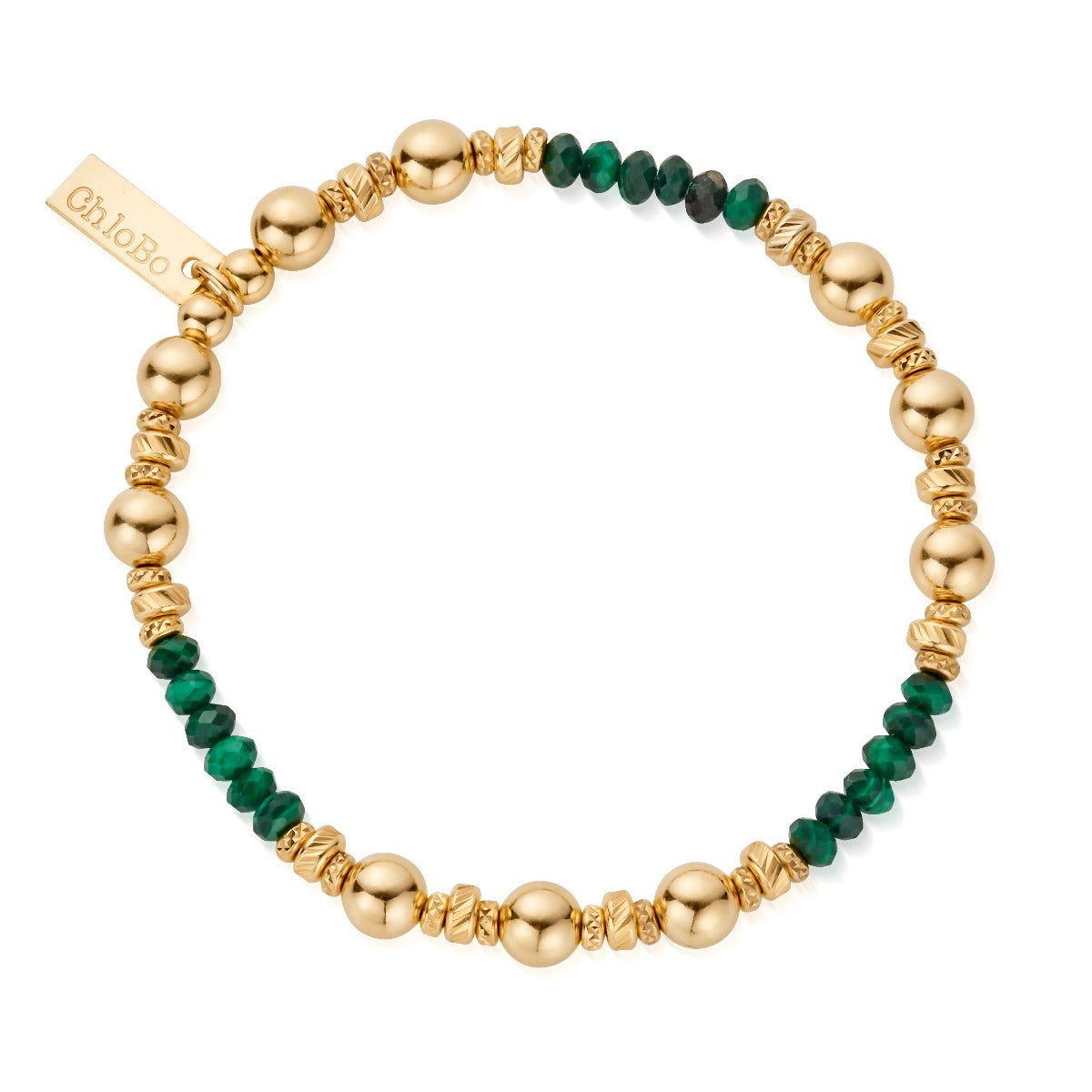 ChloBo Wandering Free Gold Plated Sterling Silver Sparkle Malachite Bracelet - Gold