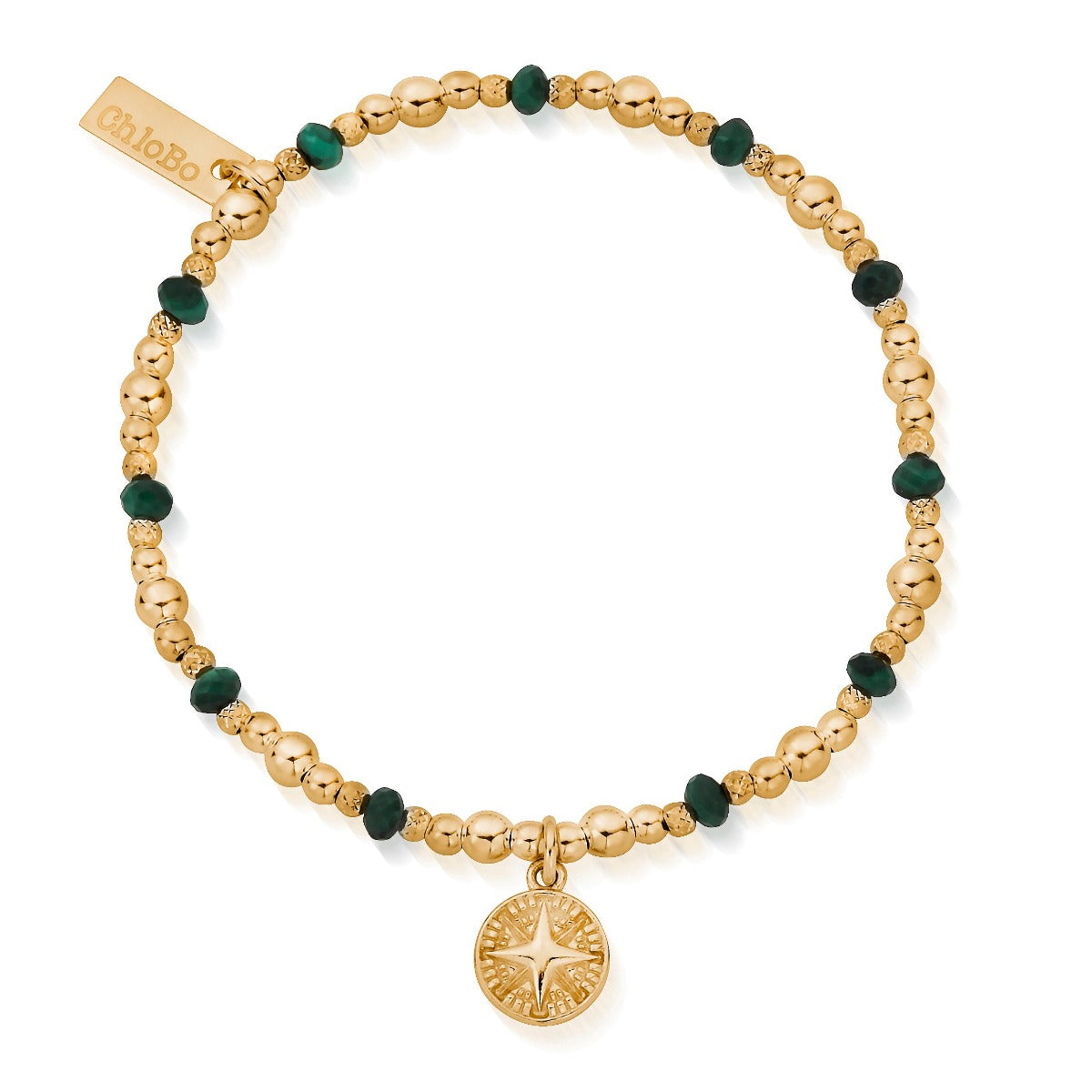 ChloBo Wandering Free Gold Plated Sterling Silver Tranquil Journey Malachite Bracelet - Gold