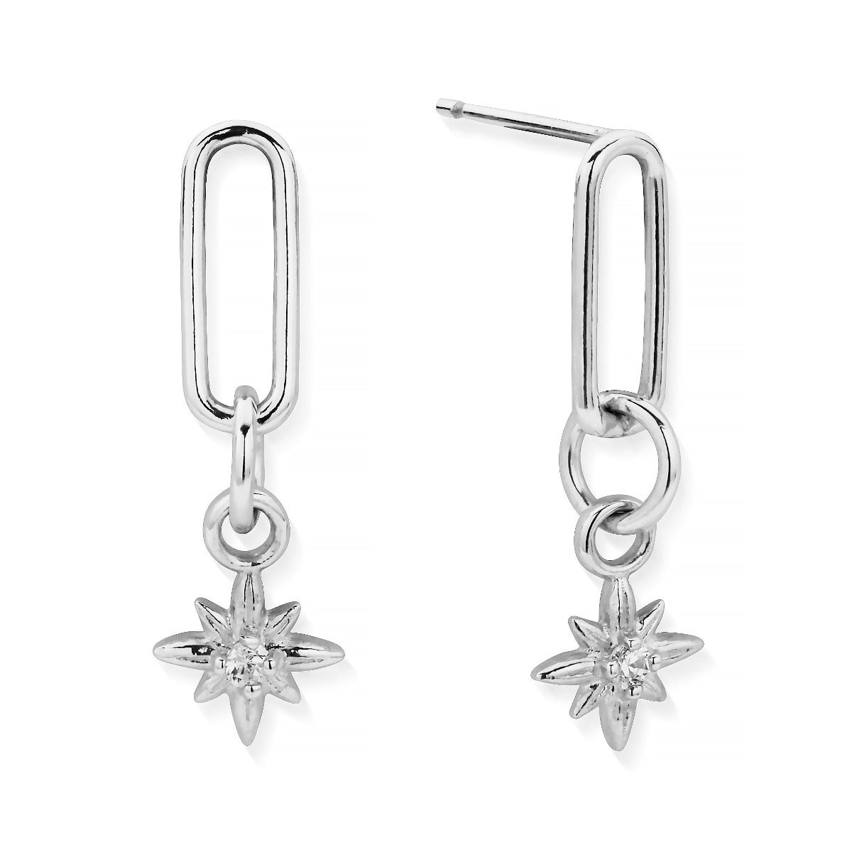 ChloBo Wandering Free Sterling Silver Divine Journey Link Earrings - Silver