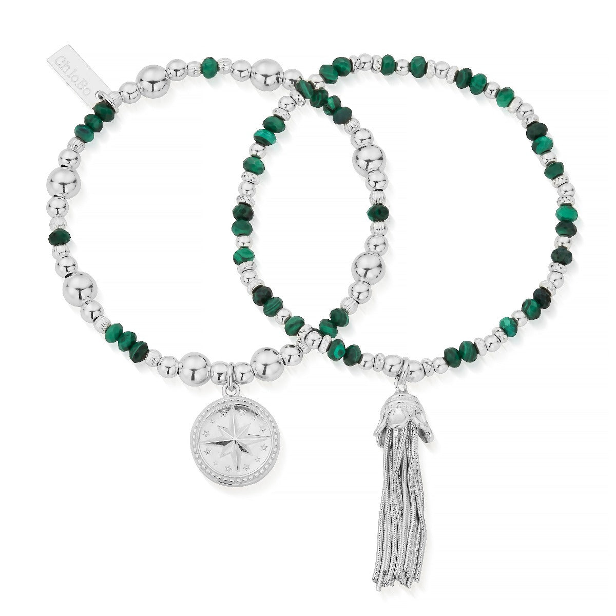 ChloBo Wandering Free Sterling Silver Forever Wandering Malachite Set - Silver