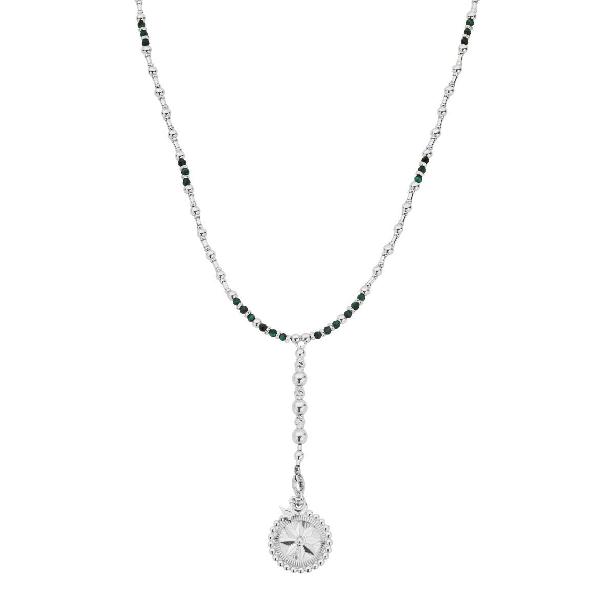 ChloBo Wandering Free Sterling Silver Free Spirit Malachite Lariat Necklace - Silver